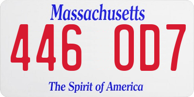 MA license plate 446OD7