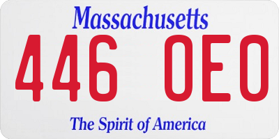 MA license plate 446OE0