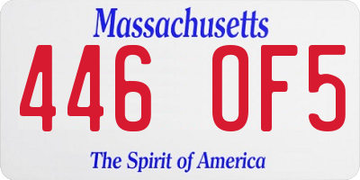 MA license plate 446OF5