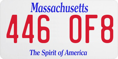 MA license plate 446OF8