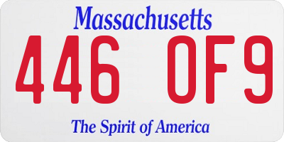 MA license plate 446OF9