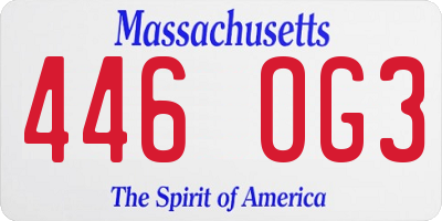 MA license plate 446OG3
