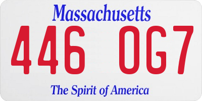 MA license plate 446OG7