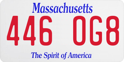 MA license plate 446OG8