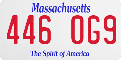MA license plate 446OG9
