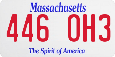 MA license plate 446OH3