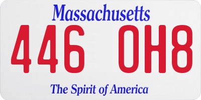 MA license plate 446OH8