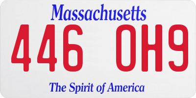 MA license plate 446OH9