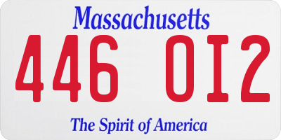 MA license plate 446OI2