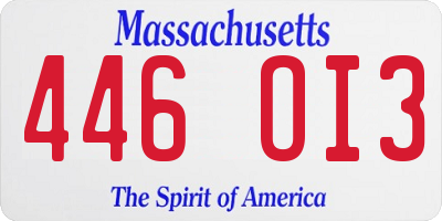 MA license plate 446OI3