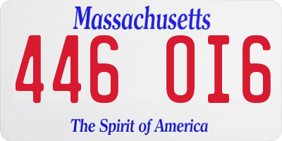 MA license plate 446OI6