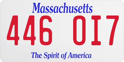 MA license plate 446OI7