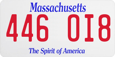 MA license plate 446OI8