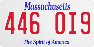 MA license plate 446OI9