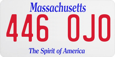 MA license plate 446OJ0