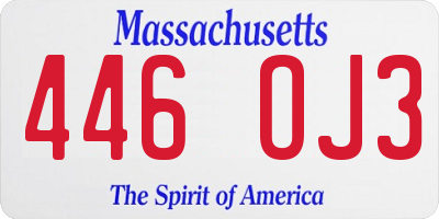 MA license plate 446OJ3