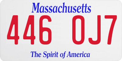 MA license plate 446OJ7