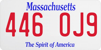 MA license plate 446OJ9