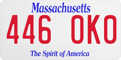 MA license plate 446OK0