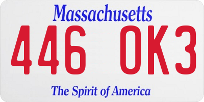 MA license plate 446OK3