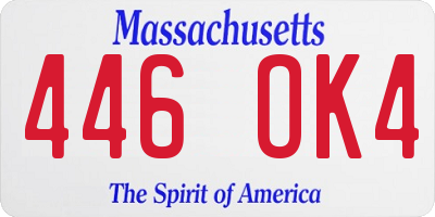 MA license plate 446OK4