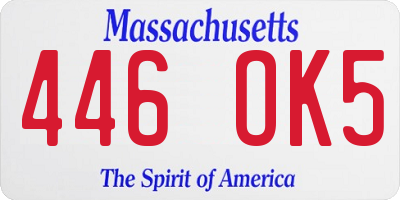 MA license plate 446OK5