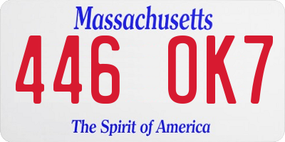 MA license plate 446OK7