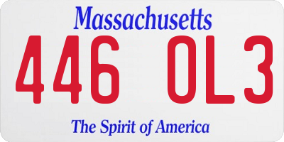 MA license plate 446OL3