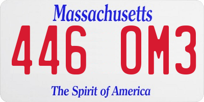 MA license plate 446OM3