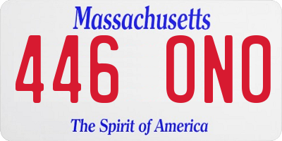 MA license plate 446ON0