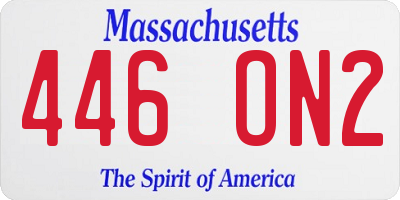 MA license plate 446ON2