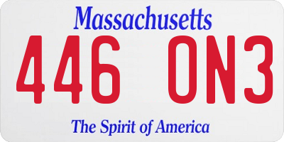 MA license plate 446ON3