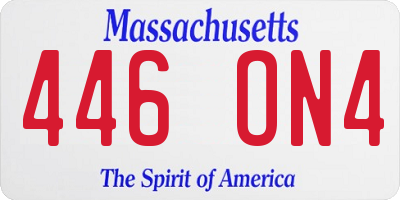 MA license plate 446ON4