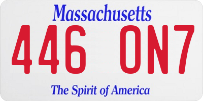 MA license plate 446ON7