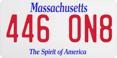 MA license plate 446ON8