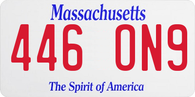 MA license plate 446ON9