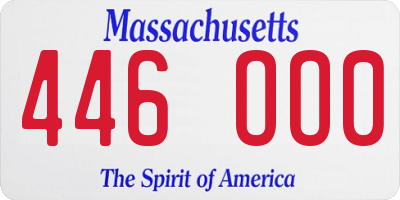 MA license plate 446OO0