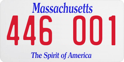 MA license plate 446OO1
