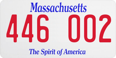 MA license plate 446OO2