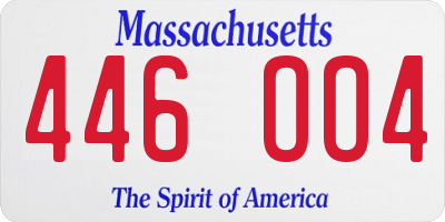 MA license plate 446OO4
