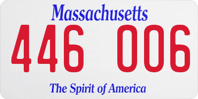 MA license plate 446OO6