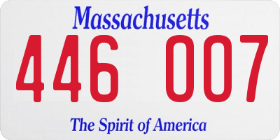 MA license plate 446OO7