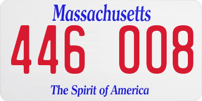 MA license plate 446OO8