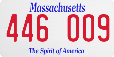 MA license plate 446OO9