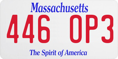 MA license plate 446OP3