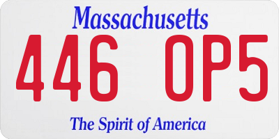 MA license plate 446OP5