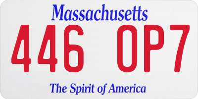 MA license plate 446OP7