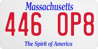 MA license plate 446OP8