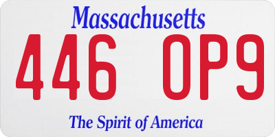 MA license plate 446OP9