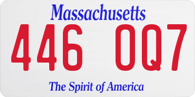MA license plate 446OQ7
